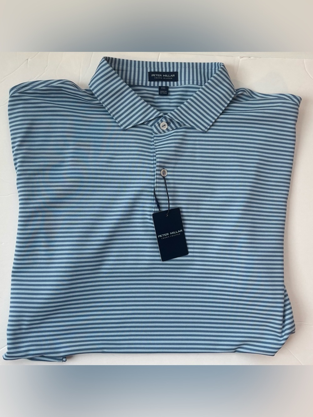 Peter Millar Crown Crafted Light Blue Striped Polo 2X Style: MF25XK51E